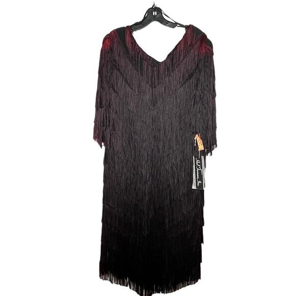 Hal Ferman Dresses & Skirts - Vintage Hal Ferman Fringe Shift Ombre 1920's Party Gatsby Flapper Dress Size 16